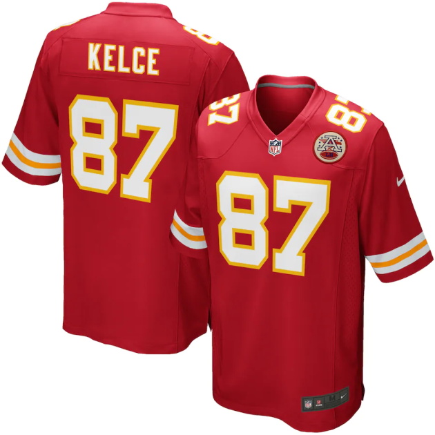 mens nike travis kelce red kansas city chiefs team game jersey